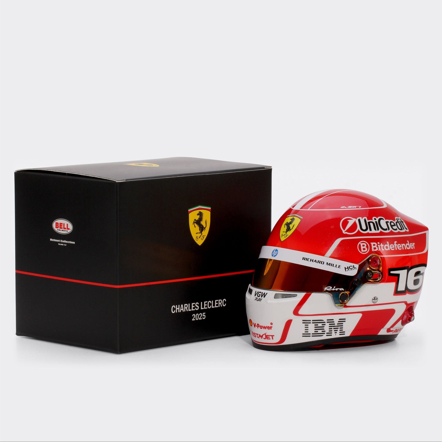 Mini Helmet Ferrari Charles Leclerc 2025 Escala 1/2