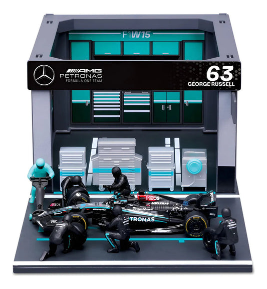 Bburago Mercedes W15 2024 Pit Stop George Russell 1/43