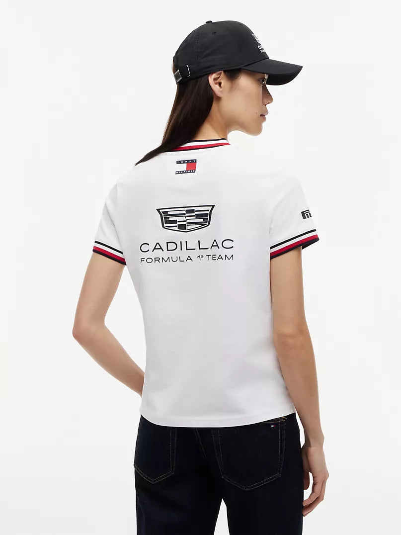 Playera Corta para Dama Cadillac F1 Team Color Blanco