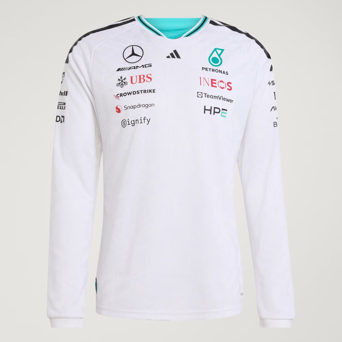 Playera Authentic Mercedes AMG Petronas Driver Manga Larga Blanco