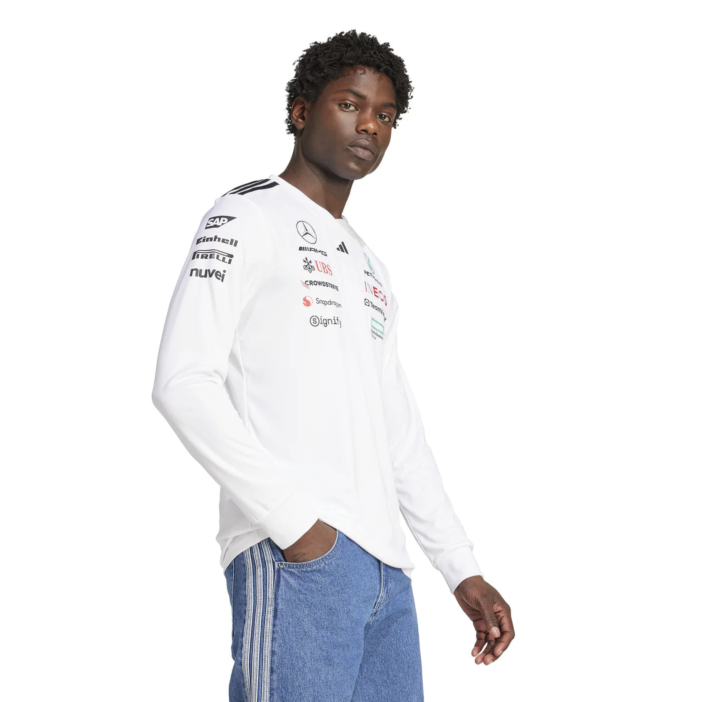 Playera de Manga Larga Mercedes AMG Petronas Blanca 2025