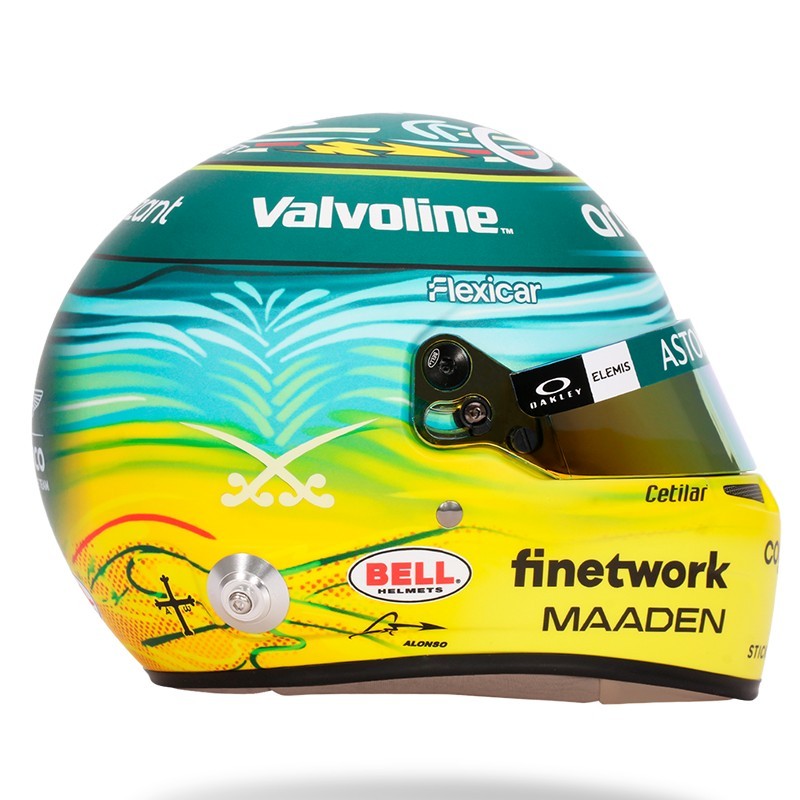 Mini Helmet Fernando Alonso Gp Arabia Saudita 2025 Escala 1/2