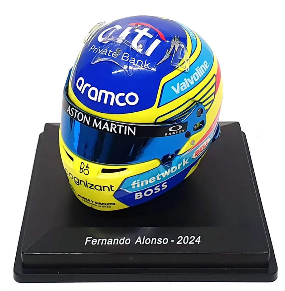 Mini Helmet Aston Martin Fernando Alonso 2024 Escala 1/4